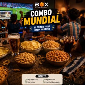 Snacks y bebidas para ver partidos en grupo en Combo Mundial.